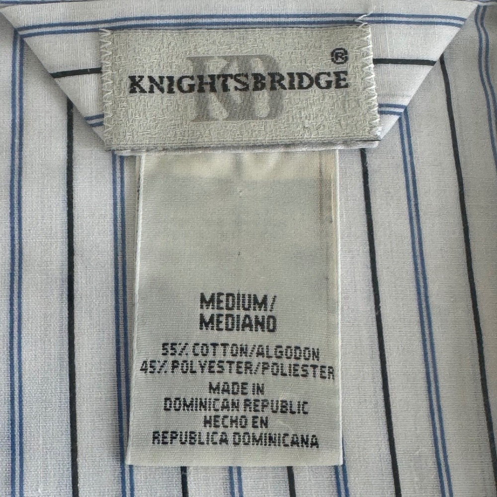 VTG Knightsbridge Mens Broadcloth Pajamas Long Sleeve Blue White Stripe Medium - Picture 3 of 9